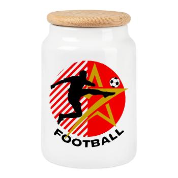 Football - Cookie Jar with Wooden Lid - white - Front