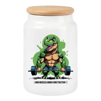 Muscles dino en développement - Boîte à biscuits avec couvercle en bois - blanc - Devant