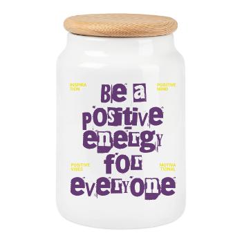 Positive Energy – Motivation for All - Cookie Jar with Wooden Lid - white - Front