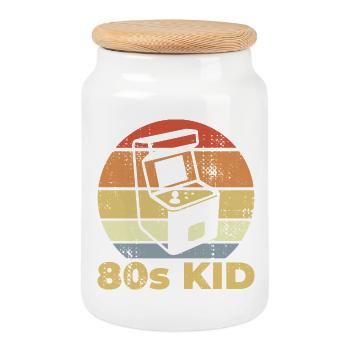 Gaming 80s Kid - Cookie Jar with Wooden Lid - white - Front