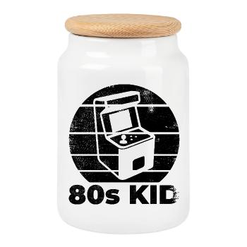 80er Arcade Gaming - Keksdose mit Holzdeckel - Weiß - Vorne