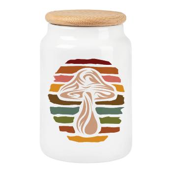 Collectionneur de champignons rétro - nature design vintage - Boîte à biscuits avec couvercle en bois - blanc - Devant