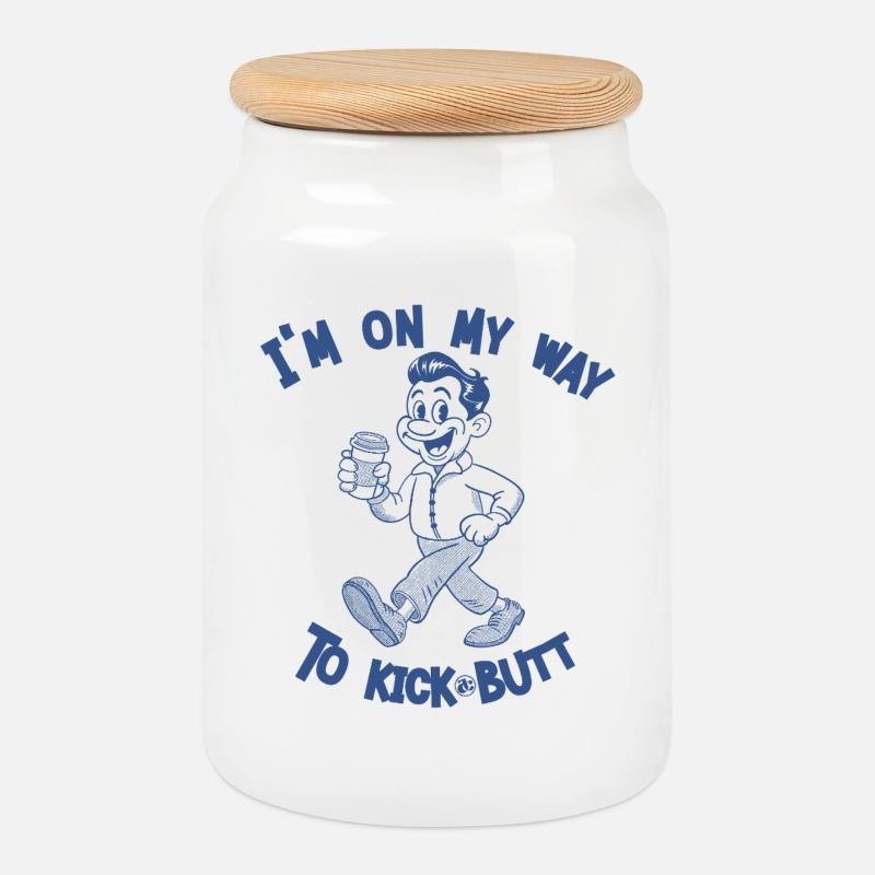 On My Way to kick butt (Guys) - Keksdose mit Holzdeckel - Weiß