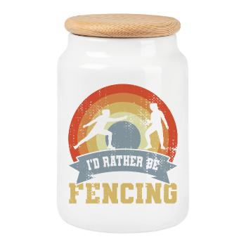 Je préfère faire de l’escrime - Boîte à biscuits avec couvercle en bois - blanc - Devant