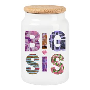 BIG SIS II- Sister - Big Sister - Partner Look - Cookie Jar with Wooden Lid - white - Front