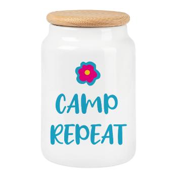 Camp Repeat cool sayings holiday english fan - Cookie Jar with Wooden Lid - white - Front