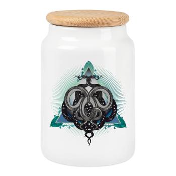 Symbole mystique du serpent avec des étoiles dans le triangle - Boîte à biscuits avec couvercle en bois - blanc - Devant