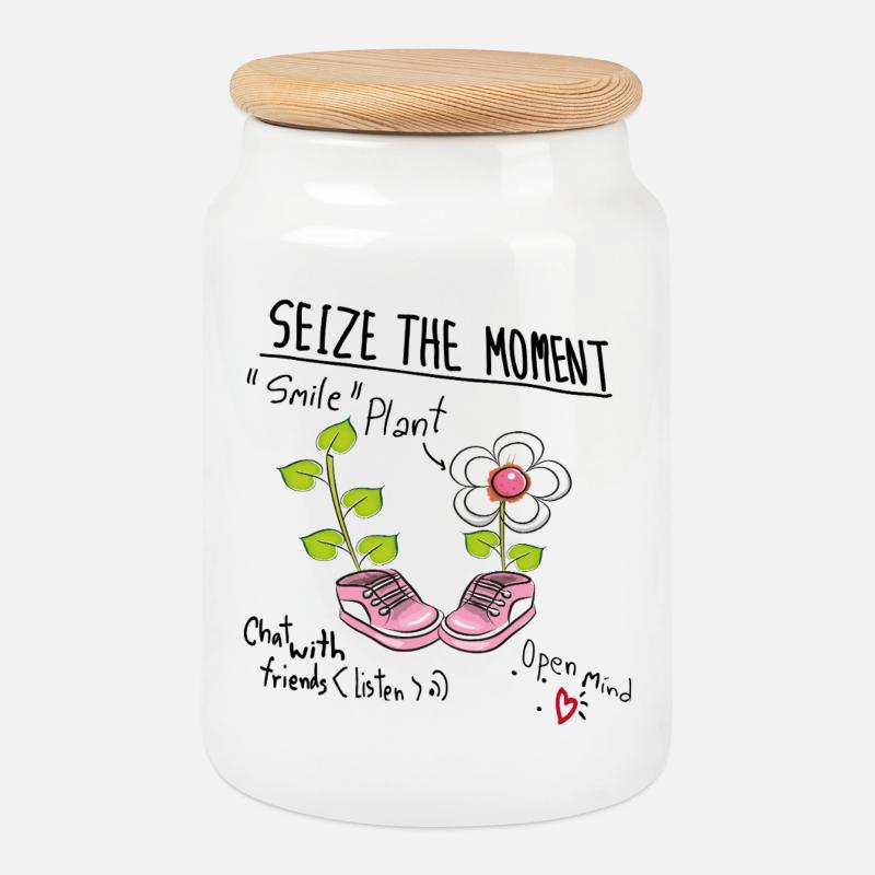 seize the moment - Keksdose mit Holzdeckel - Weiß