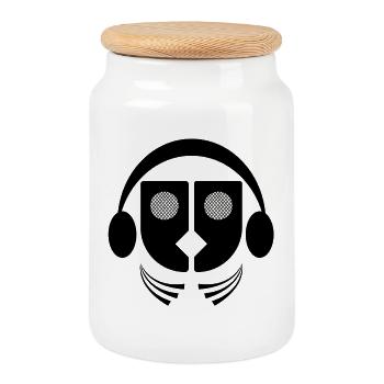 I listen to music - Cookie Jar with Wooden Lid - white - Front