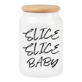 Slice Slice Baby - Cookie Jar with Wooden Lid - white - Front