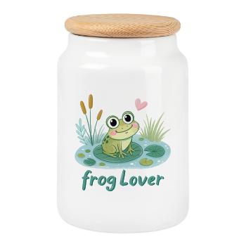 Frosch-Liebhaber - Keksdose mit Holzdeckel - Weiß - Vorne