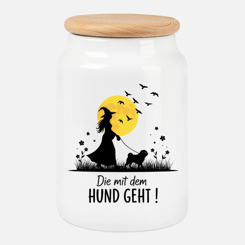 Die mit dem Mops geht ! - Keksdose mit Holzdeckel - Weiß