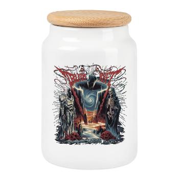 Dark Fantasy Necromancer Illustration - Cookie Jar with Wooden Lid - white - Front