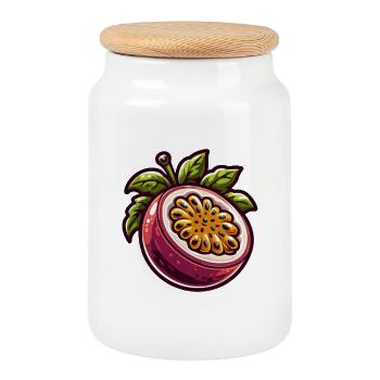 Motif Passionné de Fruit Exotique - Boîte à biscuits avec couvercle en bois - blanc - Devant