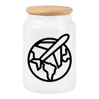 Voyage - Boîte à biscuits avec couvercle en bois - blanc - Devant