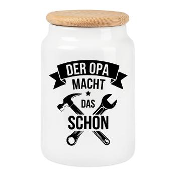 Opa Geschenk Opa reparieren Heimwerker Werkzeug - Keksdose mit Holzdeckel - Weiß - Vorne