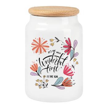 Wonderful Time - Keksdose mit Holzdeckel - Weiß - Vorne
