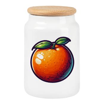 Illustration d'Orange Vivid Lucide - Boîte à biscuits avec couvercle en bois - blanc - Devant