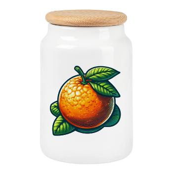 Agrume Texturé Nature - Boîte à biscuits avec couvercle en bois - blanc - Devant