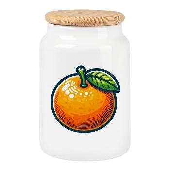 Orangeau Naturel Illustration - Boîte à biscuits avec couvercle en bois - blanc - Devant