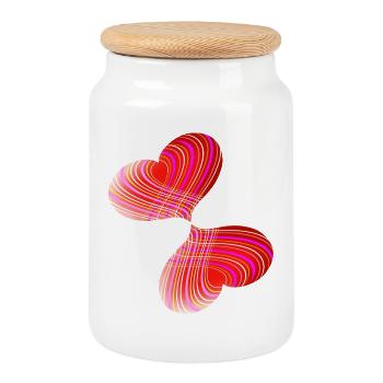 Coeurs amoureux | Couple | L’amour | Cadeau - Boîte à biscuits avec couvercle en bois - blanc - Devant