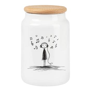 Listening Music - Keksdose mit Holzdeckel - Weiß - Vorne
