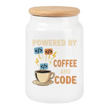 Programmierer Kaffee Motiv Design - Keksdose mit Holzdeckel - Weiß - Vorne