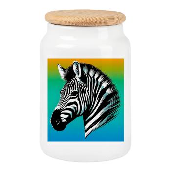 Zebra - Keksdose mit Holzdeckel - Weiß - Vorne