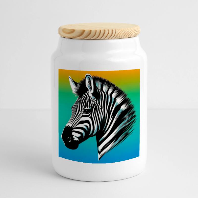 Zebra Biscottiera con coperchio in legno