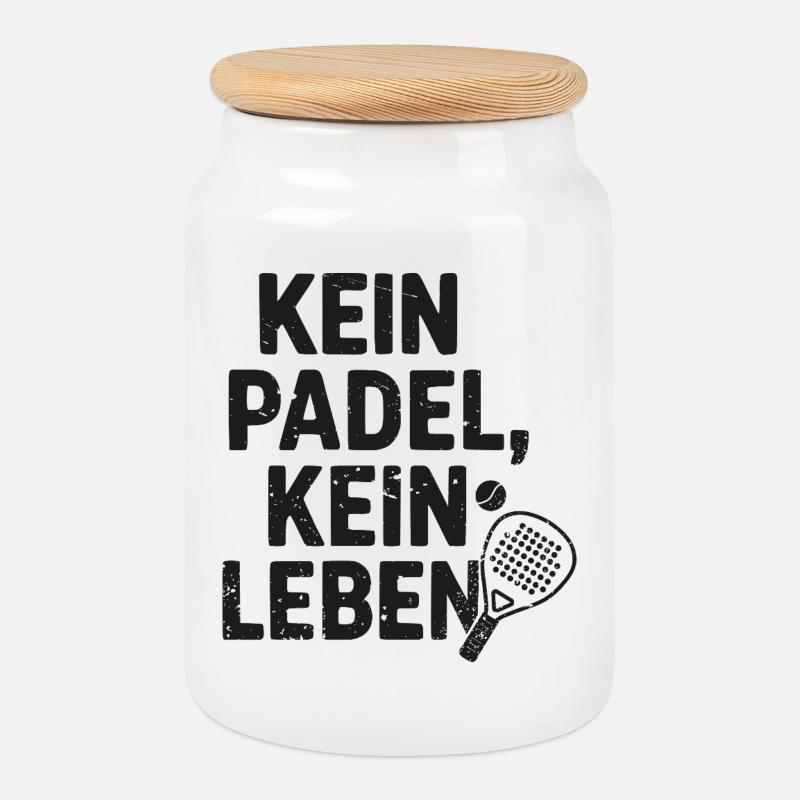 Padel drôle – pas de padel, pas de vie - Boîte à biscuits avec couvercle en bois - blanc