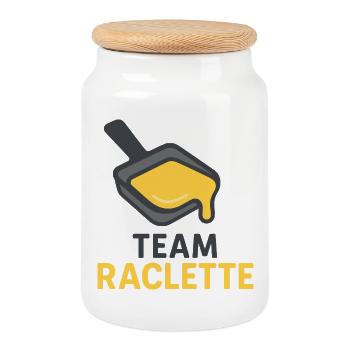 Team Raclette - Keksdose mit Holzdeckel - Weiß - Vorne