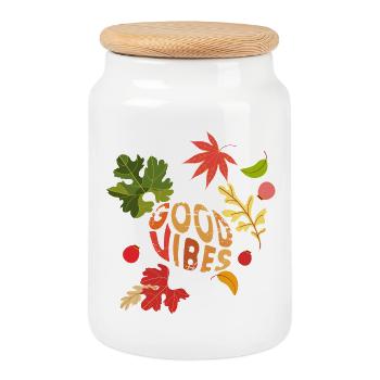 Herbst Vibes - Keksdose mit Holzdeckel - Weiß - Vorne