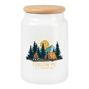 Night Adventure in Nature - Cookie Jar with Wooden Lid - white - Front