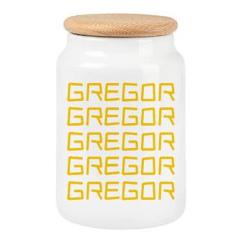 First name Gregor - Cookie Jar with Wooden Lid - white - Front