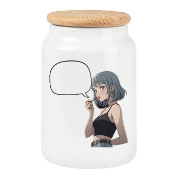 Bulles Noir Heroine CropTop - Boîte à biscuits avec couvercle en bois - blanc - Devant
