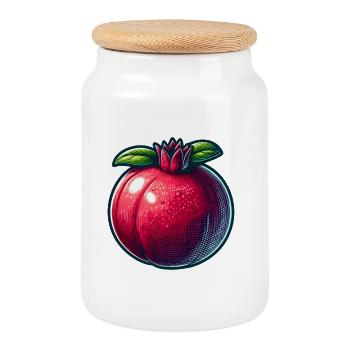 Granatapfel mit hellen, modernen Mustern - Keksdose mit Holzdeckel - Weiß - Vorne