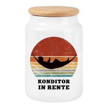 Prévoyance Confiseur Retraité Confiserie à la retraite Boulanger - Boîte à biscuits avec couvercle en bois - blanc - Devant