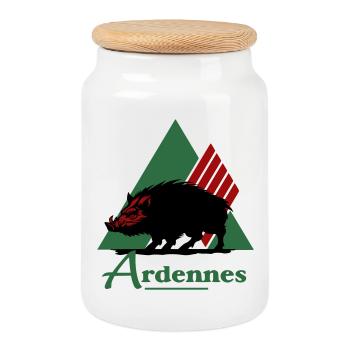 logo emblématique du département des Ardennes - Boîte à biscuits avec couvercle en bois - blanc - Devant