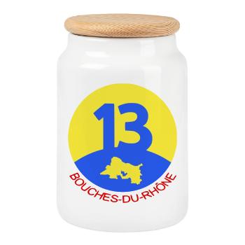 13 Bouches-du-Rhône - Cookie Jar with Wooden Lid - white - Front