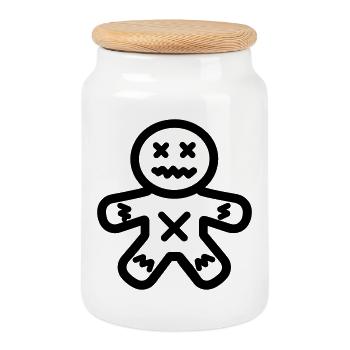 Voodoo-Puppe - Keksdose mit Holzdeckel - Weiß - Vorne