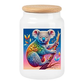 Koala - Boîte à biscuits avec couvercle en bois - blanc - Devant