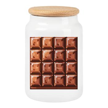 Pixel Schoko Quadrat Muster - Keksdose mit Holzdeckel - Weiß - Vorne