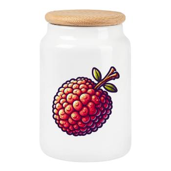 Lychee Pop Art Red - Cookie Jar with Wooden Lid - white - Front