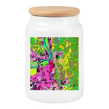 Neon City Vibes - Boîte à biscuits avec couvercle en bois - blanc - Devant