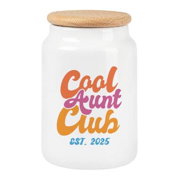Cool Aunt Club 2025 - Cool Aunt 2025 - Cookie Jar with Wooden Lid - white - Front