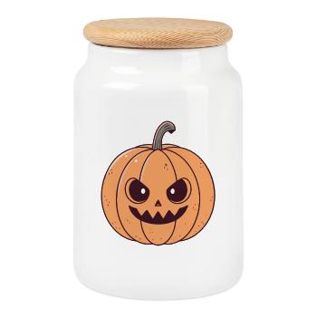 Scary Punk Pumpkin - Cookie Jar with Wooden Lid - white - Front