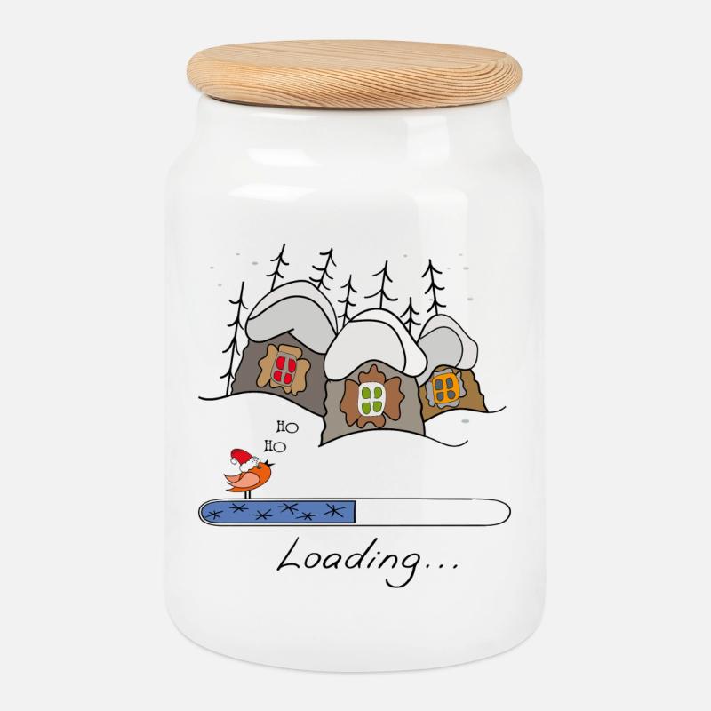 Weihnachtszeit Loading - Keksdose mit Holzdeckel - Weiß