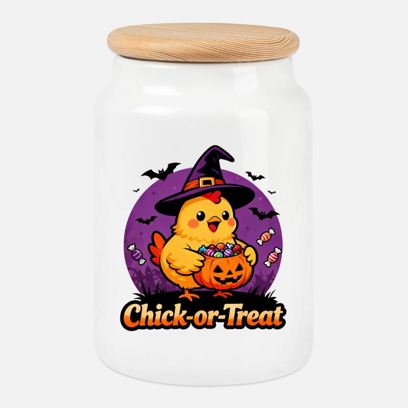 Chick-or-Treat - Keksdose mit Holzdeckel - Weiß