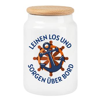 Larguer les amarres et les soucis par-dessus bord - Boîte à biscuits avec couvercle en bois - blanc - Devant