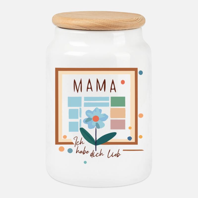 Mama Blumengruß - Keksdose mit Holzdeckel - Weiß